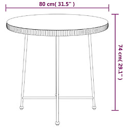 vidaXL Table de salle à manger Noir Ø80 cm Verre trempé et acier pas cher