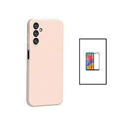 PHONECARE Kit Film Verre Trempé 5D Full Cover + Coque Silicone Liquide pour Samsung Galaxy A14 5G - Rose 