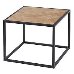 BigBuy Home Table de Nuit SPIKE 55 x 55 x 45 cm Naturel Métal Bois