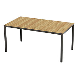 Vente-Unique Table à manger de jardin en acacia et aluminium anthracite - 6 couverts - L160 cm - MILIES de MYLIA 