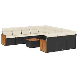 Maison Chic Salon de jardin 12 pcs avec coussins | Ensemble de Table et chaises | Mobilier d'Extérieur noir résine tressée -GKD10547