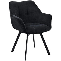 Decoshop26 Chaise de salle à manger assise pivotante confortable en velours côtelé noir et métal noir 10_0002038