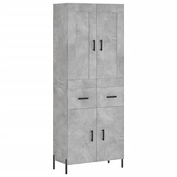 vidaXL Buffet haut Gris béton 69,5x34x180 cm Bois d'ingénierie