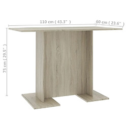 vidaXL Table de salle à manger Chêne sonoma 110 x 60 x 75 cm Aggloméré pas cher