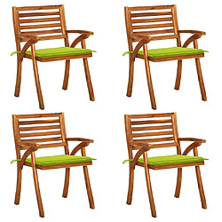 Maison Chic Lot de 4 Chaises de jardin,Fauteuil d'extérieur avec coussins Bois de teck solide -MN18014