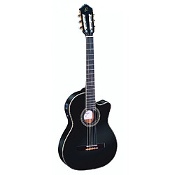 Ortega RCE145 - Guitare électro-classique - Noir brillant (+housse) 