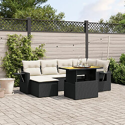 Maison Chic Ensemble Tables et chaises d'extérieur 7pcs avec coussins,Salon de jardin noir résine tressée -GKD525757