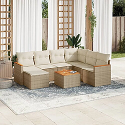 Maison Chic Salon de jardin avec coussins 8 pcs | Ensemble de Table et chaises | Mobilier d'Extérieur beige résine tressée -GKD70686