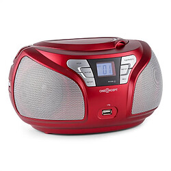 oneConcept Groovie RD WH Boombox Bluetooth CD UKW AUX MP3 rouge oneConcept