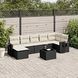 Maison Chic Ensemble Tables et chaises d'extérieur 8 pcs avec coussins,Salon de jardin noir résine tressée -GKD537493