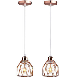 Stoex 2X Plafonnier Vintage Suspension Luminaire Moderne E27 Suspension Lustre Rétro Lustre en Métal (Or Rose) Pour Couloir, Chambre À Coucher, Cuisine