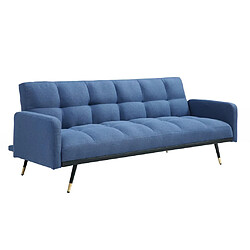 Vente-Unique Canapé 3 places convertible en tissu bleu ROREMA