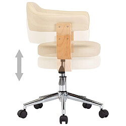 Acheter Maison Chic Chaise Gaming | Chaise pivotante de bureau Ergonomique Fauteuil Crème Bois courbé et similicuir -GKD48934