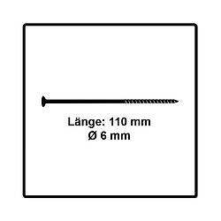 Fischer Power-Fast II FPF II Vis à bois aggloméré 6,0x110 mm, 50 pcs., tête fraisée, empreinte Torx, filetage total, zingué et passivé bleu ( 670689 ) 