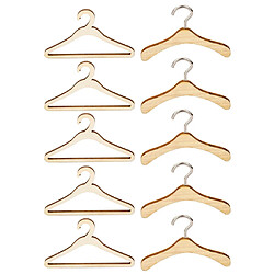 cintre de vêtements de poupée 10pcs Cintres Miniatures de Vêtement de Poupée en Bois Métal Accessoires pour 1/6 Maison de Poupée