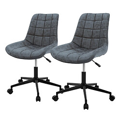 ML-Design 2x Chaise de bureau pivotante en simili anthracite tabouret pour salon/travail 