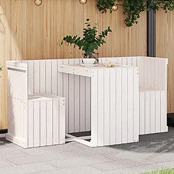 vidaXL Set de balcon 2 places blanc bois de pin massif 