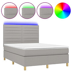 vidaXL Sommier à lattes de lit et matelas et LED Gris clair 140x200 cm