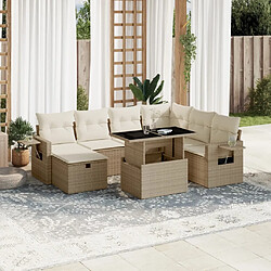 vidaXL Salon de jardin avec coussins 8 pcs beige résine tressée 