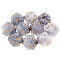 10 Pcs 20 Faces Dés D20 Polyédrique Dés Pour Donjons Et Dragons Jeux De Table Blanc Gris dés 20 faces