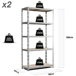 Eurospen Lot de 2 Etagères de rangement modulables et polyvalentes pour atelier, garage, cave... Charge Lourde max 875kg x2