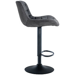 Decoshop26 Lot de 2 tabourets de bar structure métallique noir assise en velours gris foncé avec surpiqûres 10_0004445