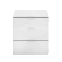 Pegane Table de chevet, table de nuit en bois avec 3 tiroirs coloris blanc - Longueur 50 x Profondeur 34 x Hauteur 58 cm