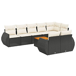 Maison Chic Ensemble Tables et chaises d'extérieur 9 pcs avec coussins,Salon de jardin noir résine tressée -GKD317225