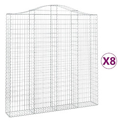 vidaXL Paniers à gabions arqués 8 pcs 200x30x200/220 cm fer galvanisé