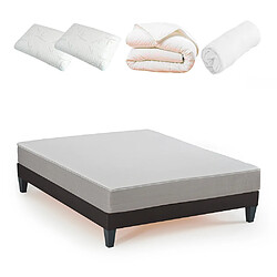 Olympe Literie Pack Athena Pack Prêt à dormir ATHENA 140x200 cm | Matelas Mousse Haute Densité + Sommier + Accessoires