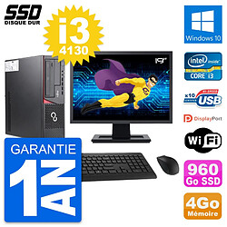 PC Fujitsu E720 E85+ DT Ecran 19" Core i3-4130 RAM 4Go SSD 960Go Windows 10 Wifi · Occasion 