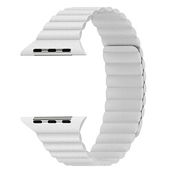 Wewoo Bande magnétique universelle en cuir pour Apple Watch séries 5 et 4 40 mm / 3 et 2 et 1 38 mm blanc