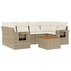 Maison Chic Salon de jardin avec coussins 7 pcs, Ensemble Tables et chaises de jardin, beige résine tressée -GKD158971 