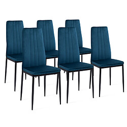 Idmarket Chaises JULIA x6 velours bleu