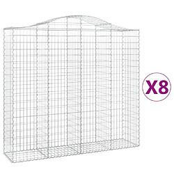 vidaXL Paniers à gabions arqués 8 pcs 200x50x180/200 cm Fer galvanisé