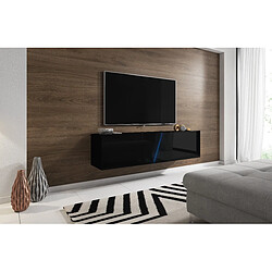 3XELIVING Meuble TV suspendu moderne et tendance Aczi blanc / gris brillant 160cm LED