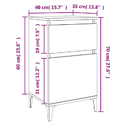 vidaXL Tables de chevet 2 pcs chêne fumé 40x35x70 cm pas cher