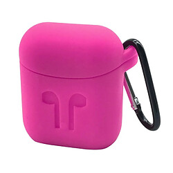 Wewoo Etui Casque / Ecouteurs Magenta pour Apple AirPods Portable Sans Fil Bluetooth Écouteurs Silicone Boîte de Protection iPhone Anti-perdus Dropproof Sac de Rangement avec Crochet 