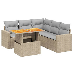 vidaXL Salon de jardin avec coussins 6 pcs beige résine tressée