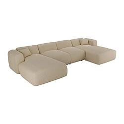 Avis Vente-Unique Grand canapé d'angle panoramique en tissu texturé beige POGNI de Maison Céphy