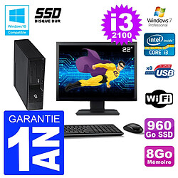 PC Fujitsu Esprimo E500 E85+ DT Ecran 22" i3-2100 RAM 8Go SSD 960Go DVD Wifi W7 · Occasion 