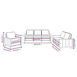 vidaXL Ensemble de canapés 3 pcs avec coussins Crème Tissu pas cher