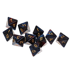 Avis 10pcs 8 sided dés d8 dés poliédrique pour les jeux de table des donjons et des dragons Red Blue