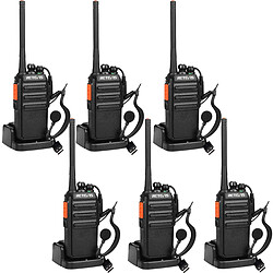 Retevis 6 talkie walkie professionnel 16 Canaux avec Oreillette et base de chargement noir