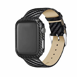 Wewoo Bracelet en fibre de carbone et cuir véritable pour Apple Watch série 4 40 mm 