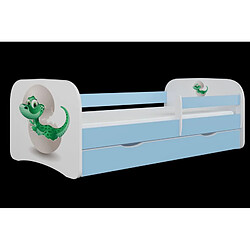 Lit Babydreams petit dinosaure bleu avec un tiroir matelas 140/70 