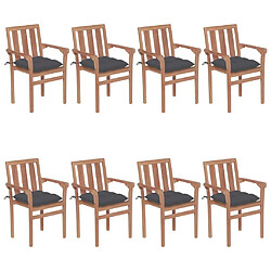 Maison Chic Lot de 8 Chaises de jardin avec coussins,Fauteuil d'extérieur empilables Teck solide -MN34600