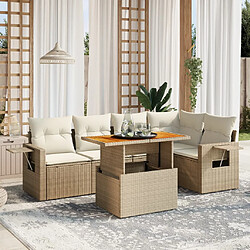 vidaXL Salon de jardin avec coussins 6 pcs beige résine tressée 