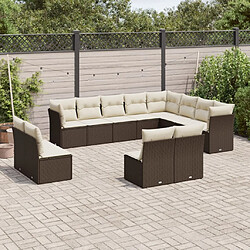 Maison Chic Salon de jardin avec coussins 12 pcs | Ensemble de Table et chaises | Mobilier d'Extérieur marron résine tressée -GKD51478