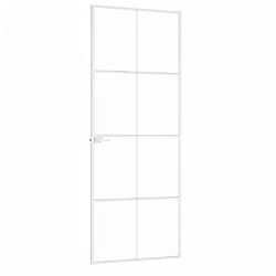 Avis vidaXL Porte d'intérieur Blanc 76x201,5 cm Trempé verre aluminium fin